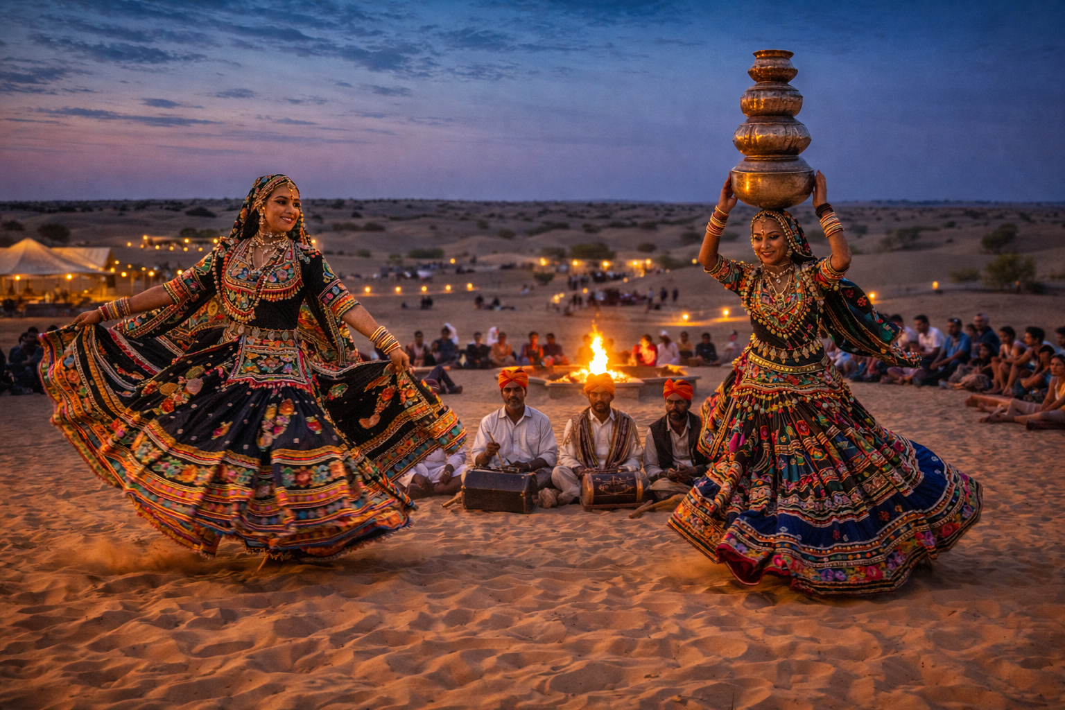 Traditional Rajasthani folk dance and music in Jaisalmer