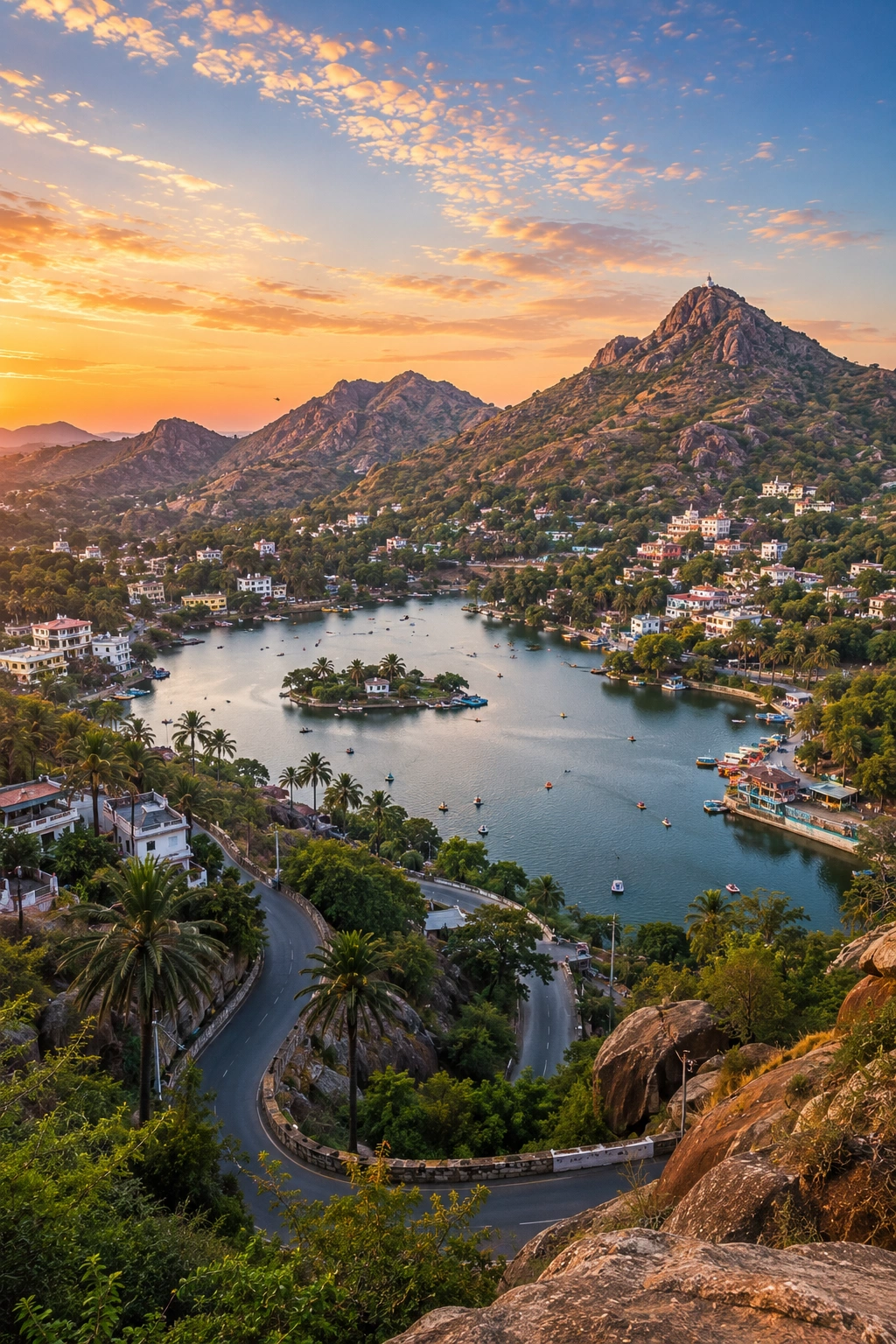 Hill lake town, near Mount Abu