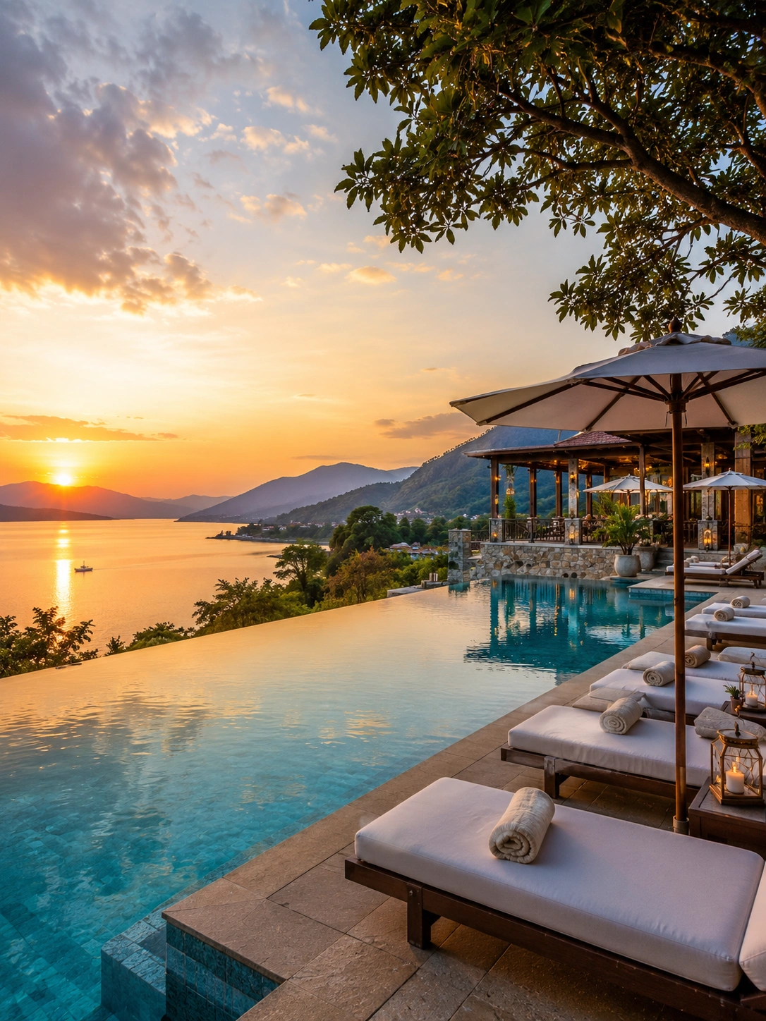 Luxury resort pool with a scenic view